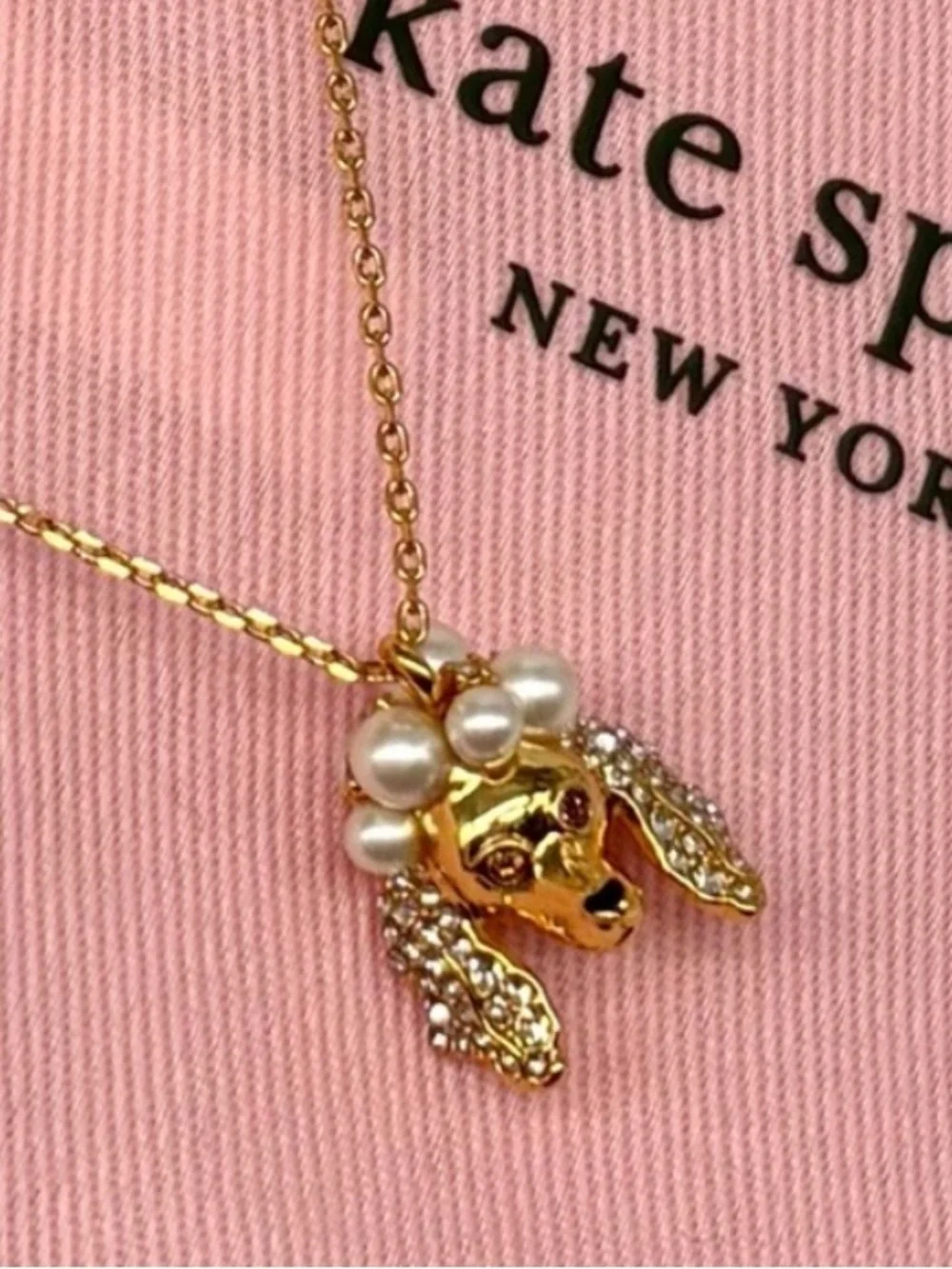 Kate Spade Pearl & Stone Poodle Pendant Necklace